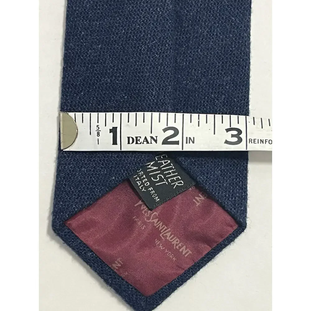 Yves Saint Laurent YSL Blue Neck Tie Wool Blend Made In Italy Mens Vintage